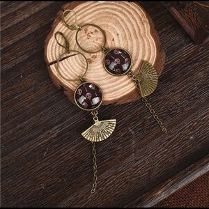 Bohemian mandala bead and charm dangle earrings